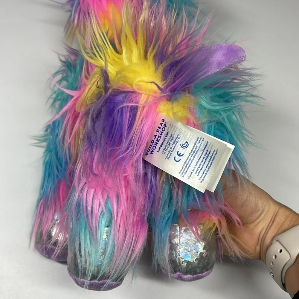 Build A Bear Neon Rainbow Llama Alpaca Plush Stuffed Animal